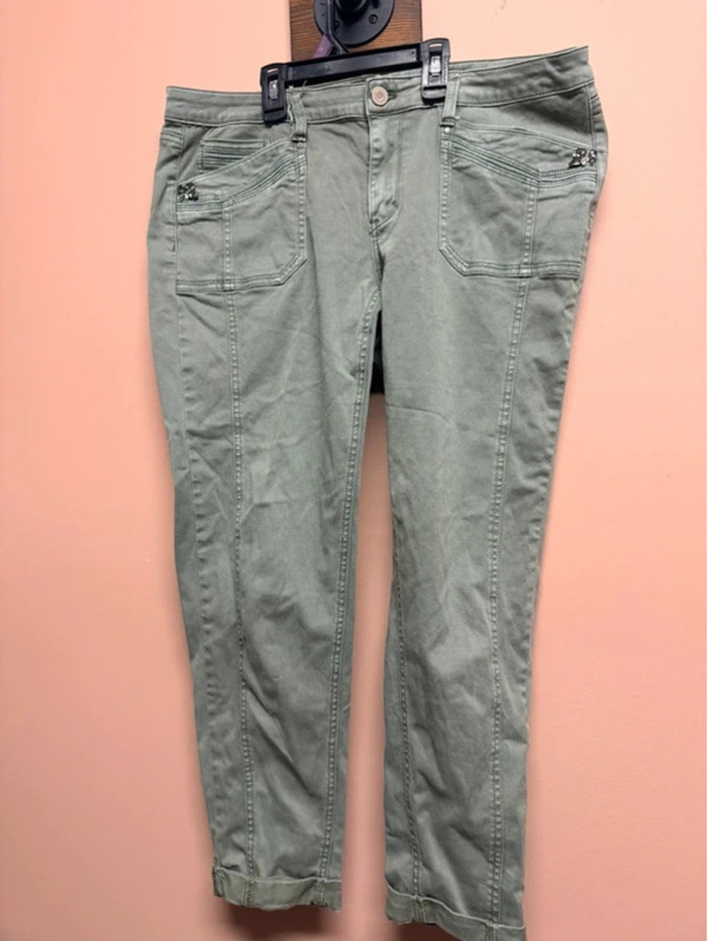 hite House Black Market Saint Honore Green Twill Crop Jeans
